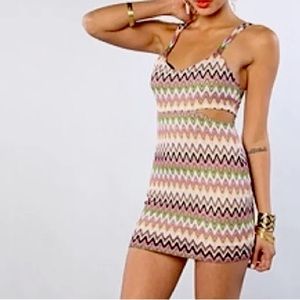 Lovers & Friends cut-out dress mini chevron dress XS